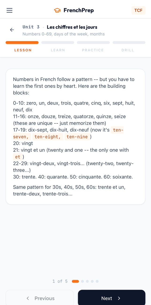 Lesson on phone